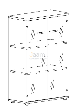 Мебель для персонала Офисный шкаф средний со стеклом А4 9366