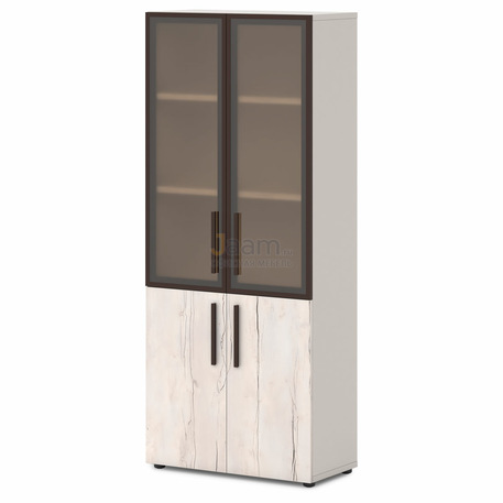 Кабинет руководителя Офисный шкаф высокий широкий со стеклянными дверьми в профиле Т-645