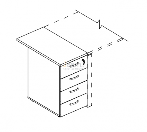 Мебель для персонала Тумба приставная 4-х ящичная с замком 9222 БП