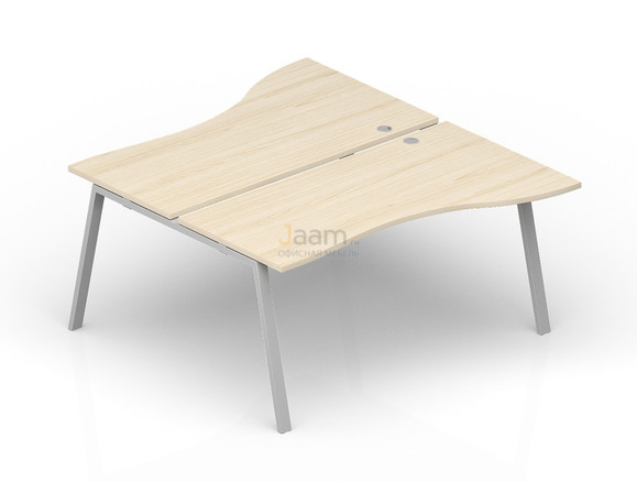Мебель для персонала Составной стол на 2 рабочих места "Волна" (2 громмета) AR2TG169V