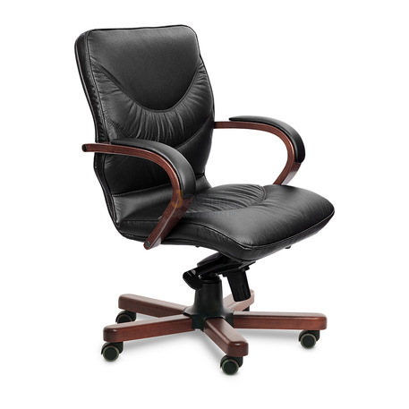 Кресло LEEDS WOOD B кожа+кож.зам.