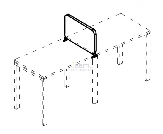 Мебель для персонала Экран настольный промежуточный тканевый с мягким наполнителем с кронштейнами Б 872 Г