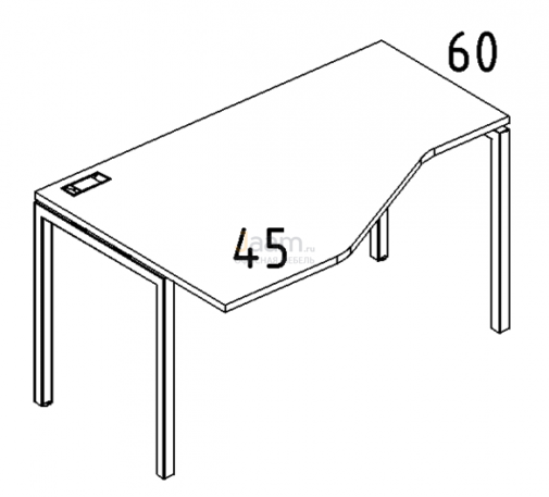 Мебель для персонала Стол эргономичный левый "Техно"на металлокаркасе DUE Б2 053 БП