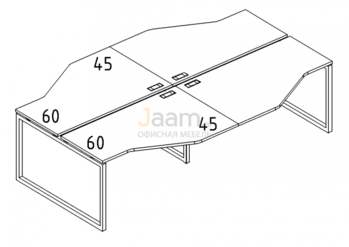 Мебель для персонала Рабочая станция со столами эргономичными "Техно" на металлокаркасе QUATTRO Б4 187-2 БП